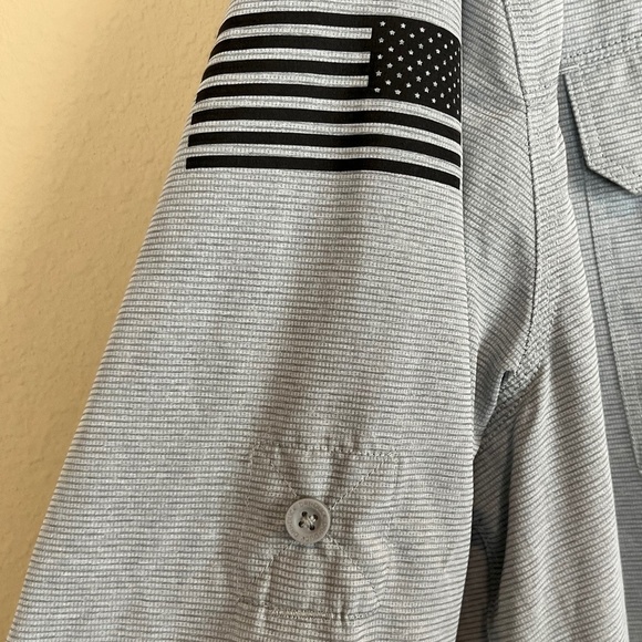 Dri-Duck Gray Chris Kyle Patriotic long sleeve button down shirt; Size XL; EUC - Picture 4 of 10